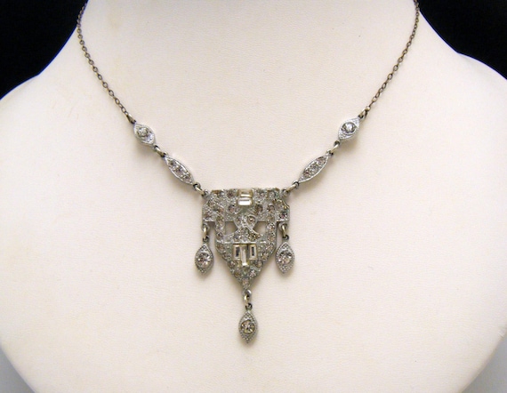 Ancien Pendentif Médaille Plaqué Or Art Déco, Style Gouttes D'eau - Breloque Vintage