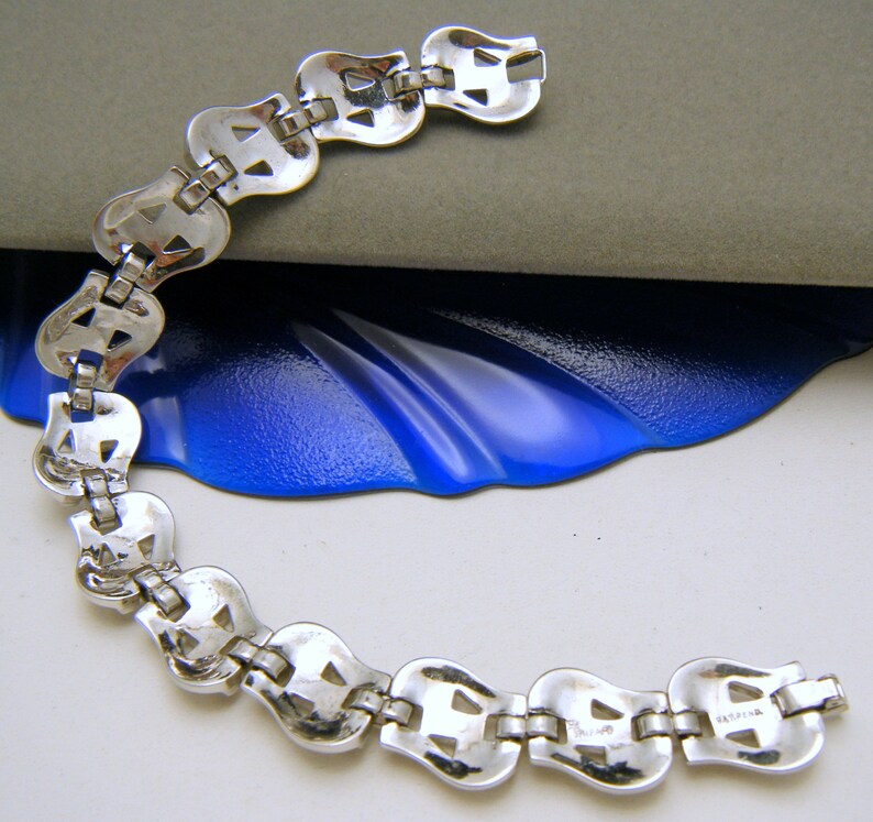 Vintage Crown Trifari Pat Pend Rhinestone Baguettes Bracelet Deco Revival