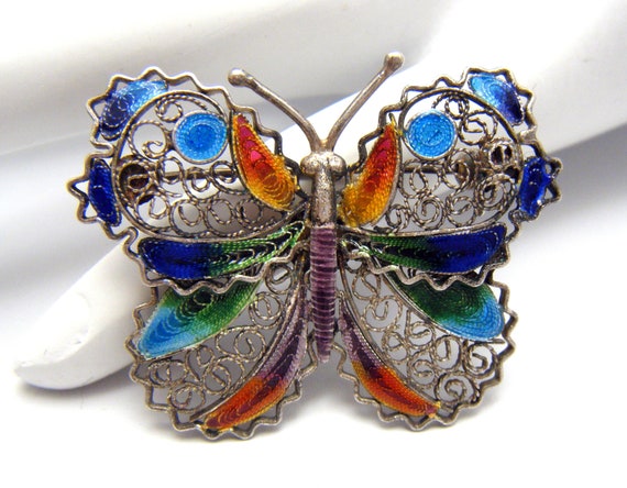 Yourgreatfinds Vintage 975 Sterling Silver Lapis Lazuli Butterfly Pin