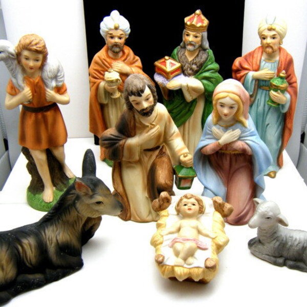Vintage 12 Pc Total HOMCO Nativity Scene Sets 5216 9 Piece and 1981 3 Pc Animals