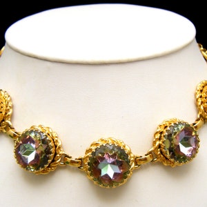 Gorgeous Schiaparelli Light Watermelon Glass Rhinestone Necklace With Original Tag