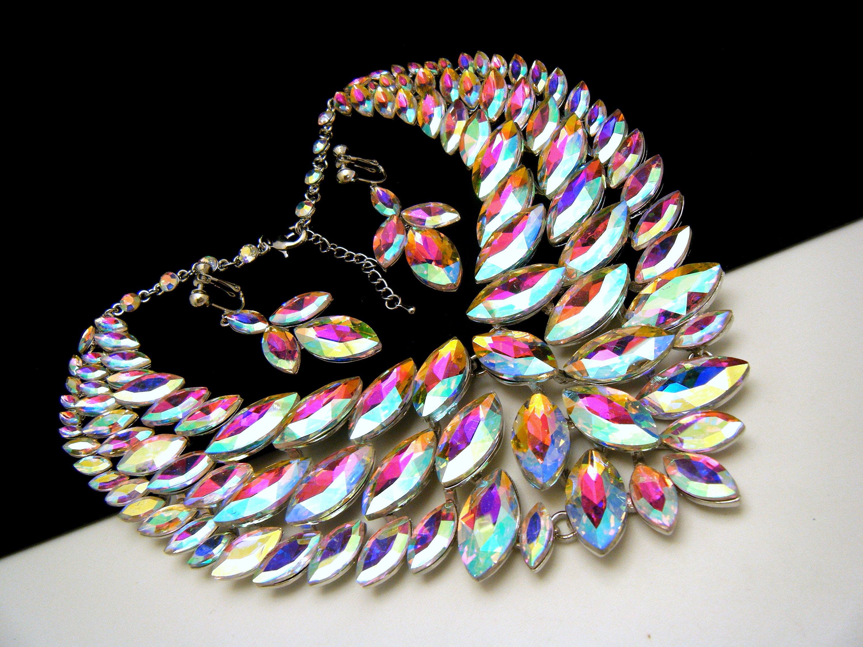 Set Gioielli Collana E Orecchini Bavaglino Con Strass Nero – Per Sposa O Prom – Colorful Blossom - Foto 2