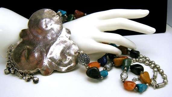 Collier Verre Millefiori, Cristal Et Agate – Longueur 56-60 Cm – Très Bon état – Couleur Verte