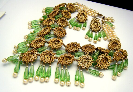 Vintage Stanley Hagler NYC Massive Bib Necklace Dangle Earring Set