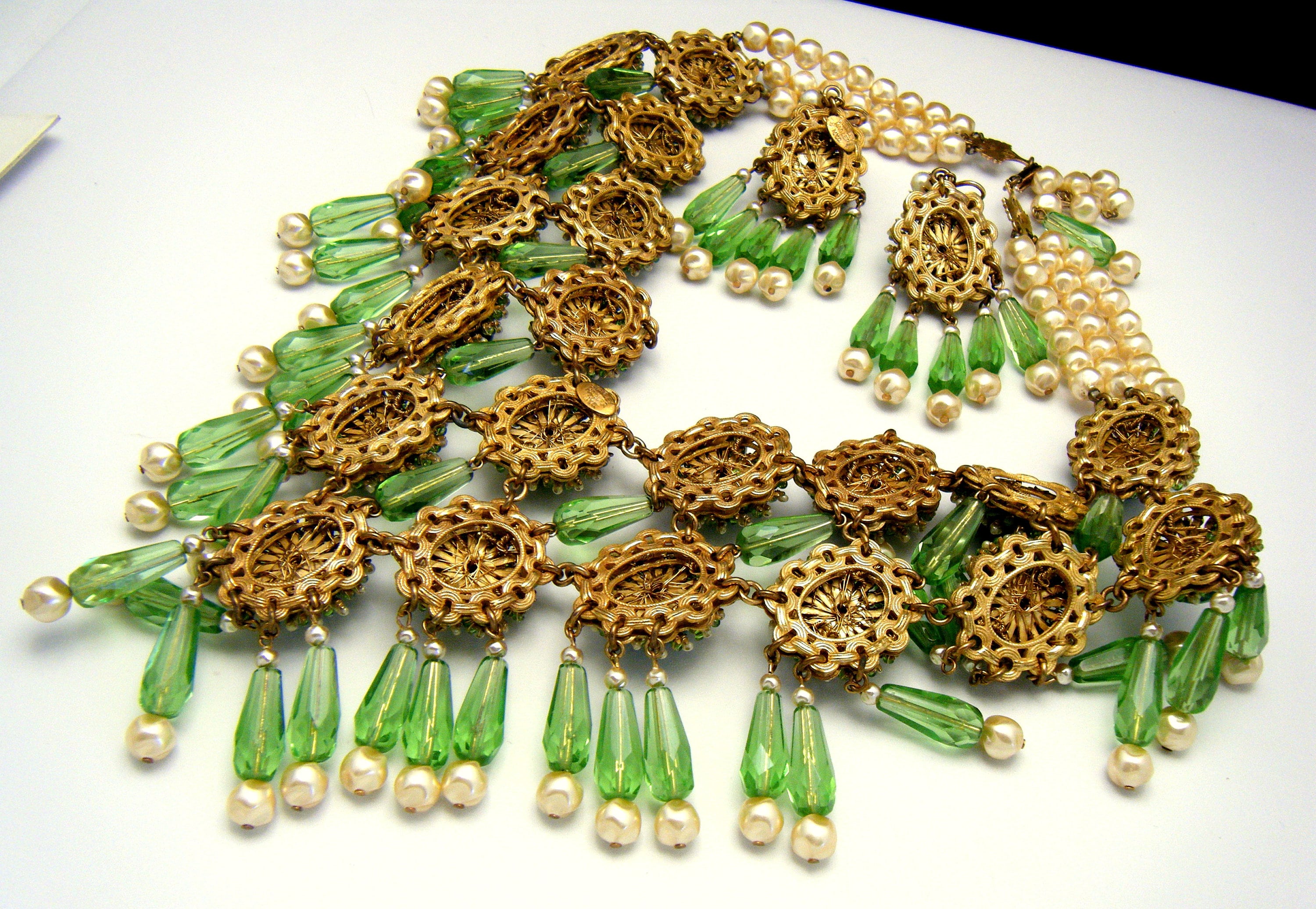 Vintage Stanley Hagler NYC Massive Bib Necklace Dangle Earring Set