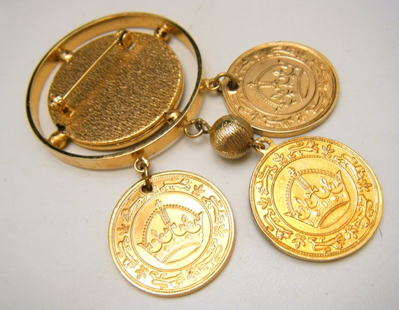 Vintage Queen Elizabeth II Regina Coin Dangle Bro… - image 3