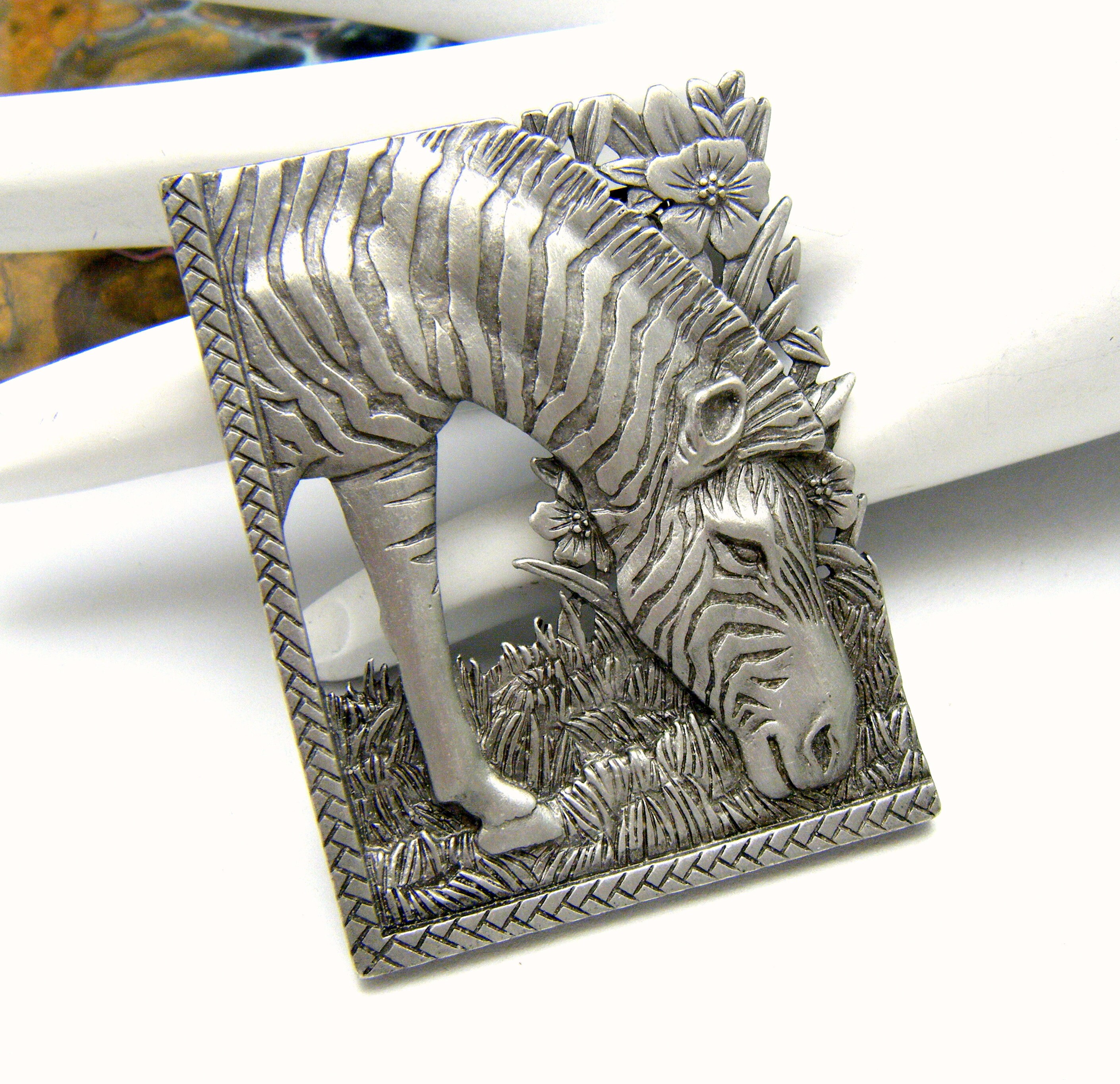 Vintage Zebra Brooch - Etsy