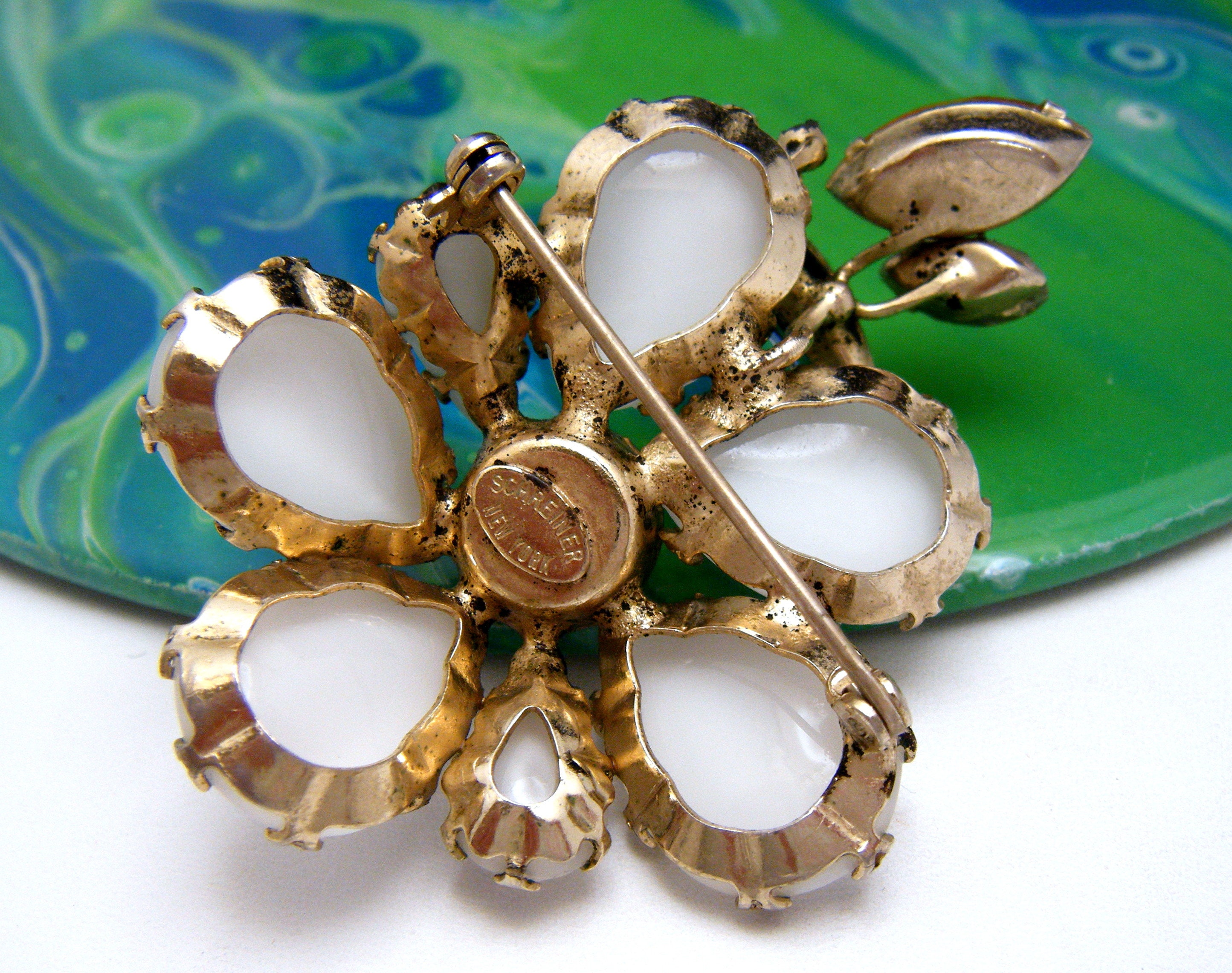 Vintage SCHREINER Brooch BOOK PIECE Signed Schreiner New