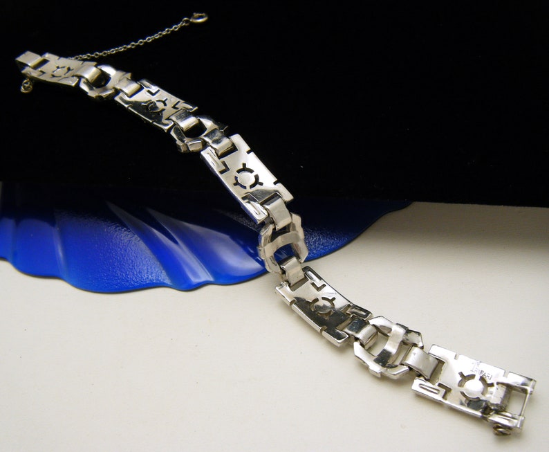Vintage Crown Trifari Rhinestone Baguettes Bracelet Art Deco