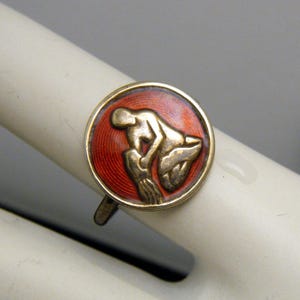 Vintage David Andersen Norway Sterling Silver Enamel Zodiac Ring Aquarius