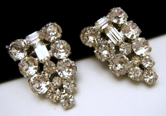 Vintage Weiss Dress Clip Pair Brilliant Cut Rhine… - image 1