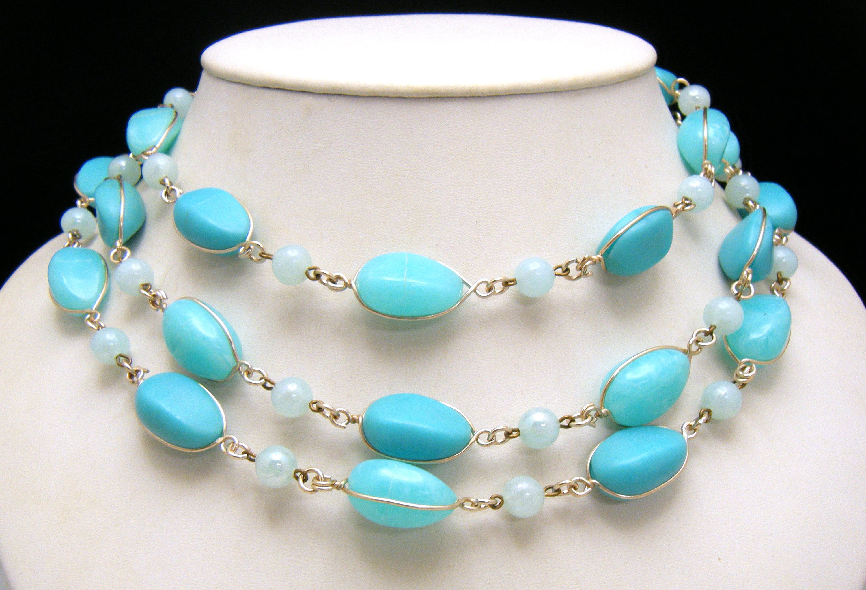 ヴィンテージ西ドイツ製ブルールーサイトビーズマルチストランド