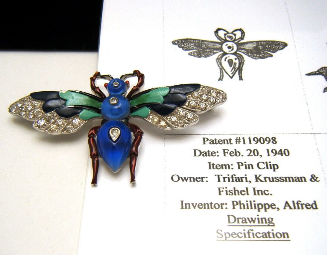 小物 bee Rare Vintage Trifari Enamel Bee Flying Insect Brooch