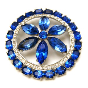 Vintage WEISNER Sapphire Blue Rhinestone Brooch