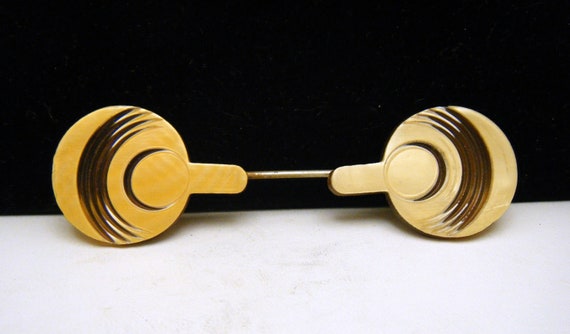 Broche Vintage Banjo Et Castagnettes En Celluloïd - Rétro Années 50/60