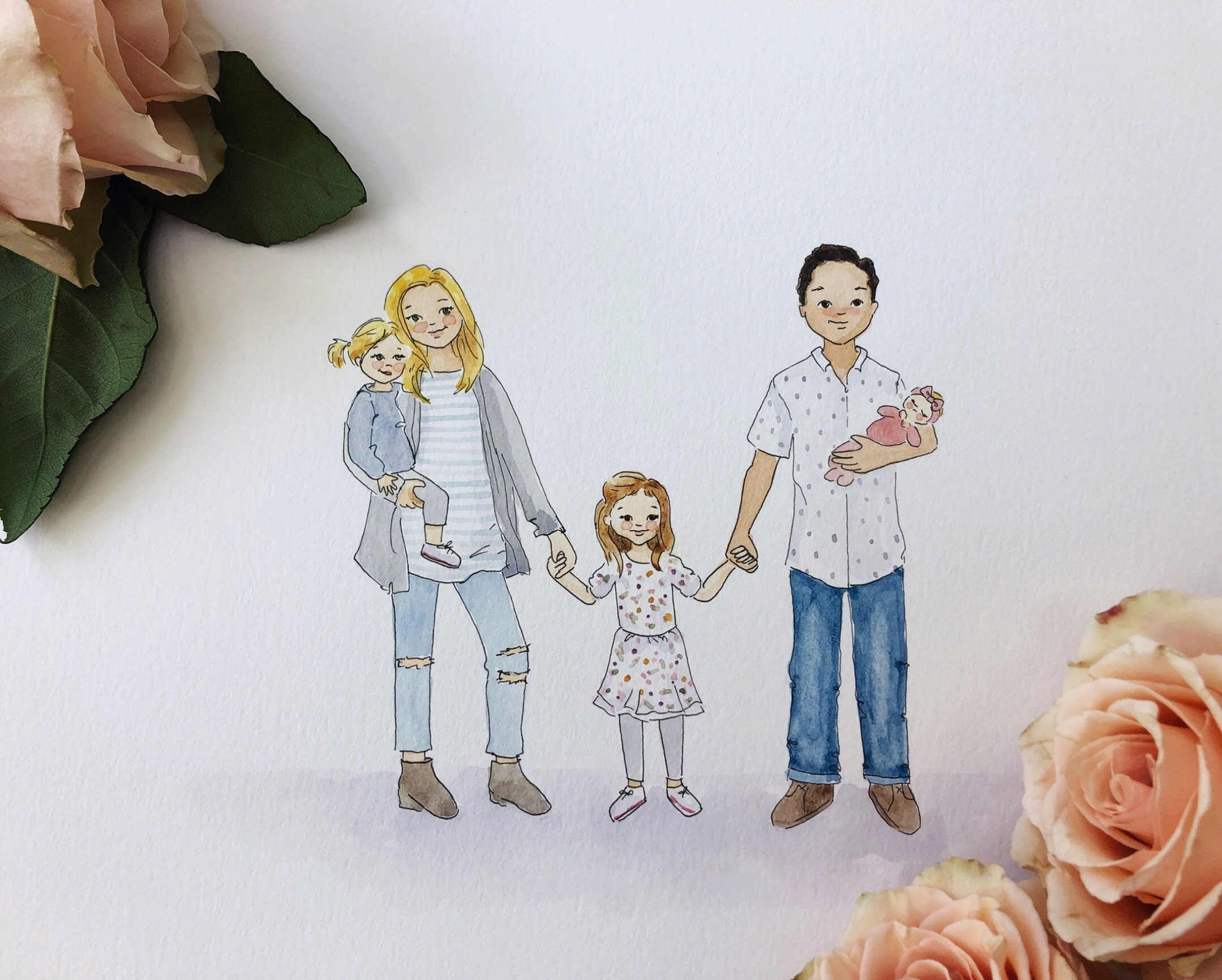 Custom Family Watercolor Portrait | Etsy