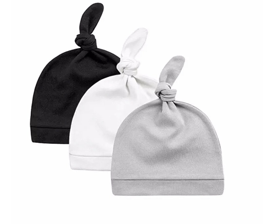 Knotted Baby Beanie, Top Knot Baby Beanie, Baby Beanie, Knot Baby
