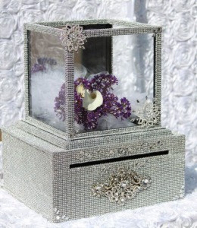 SILVER Crystallized Money Box & Display Box Glass hutch Shoe Etsy