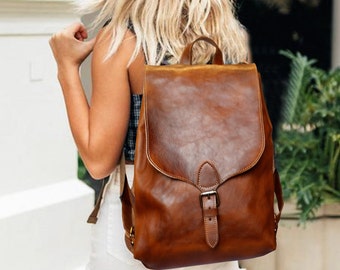womens leather computer backpack