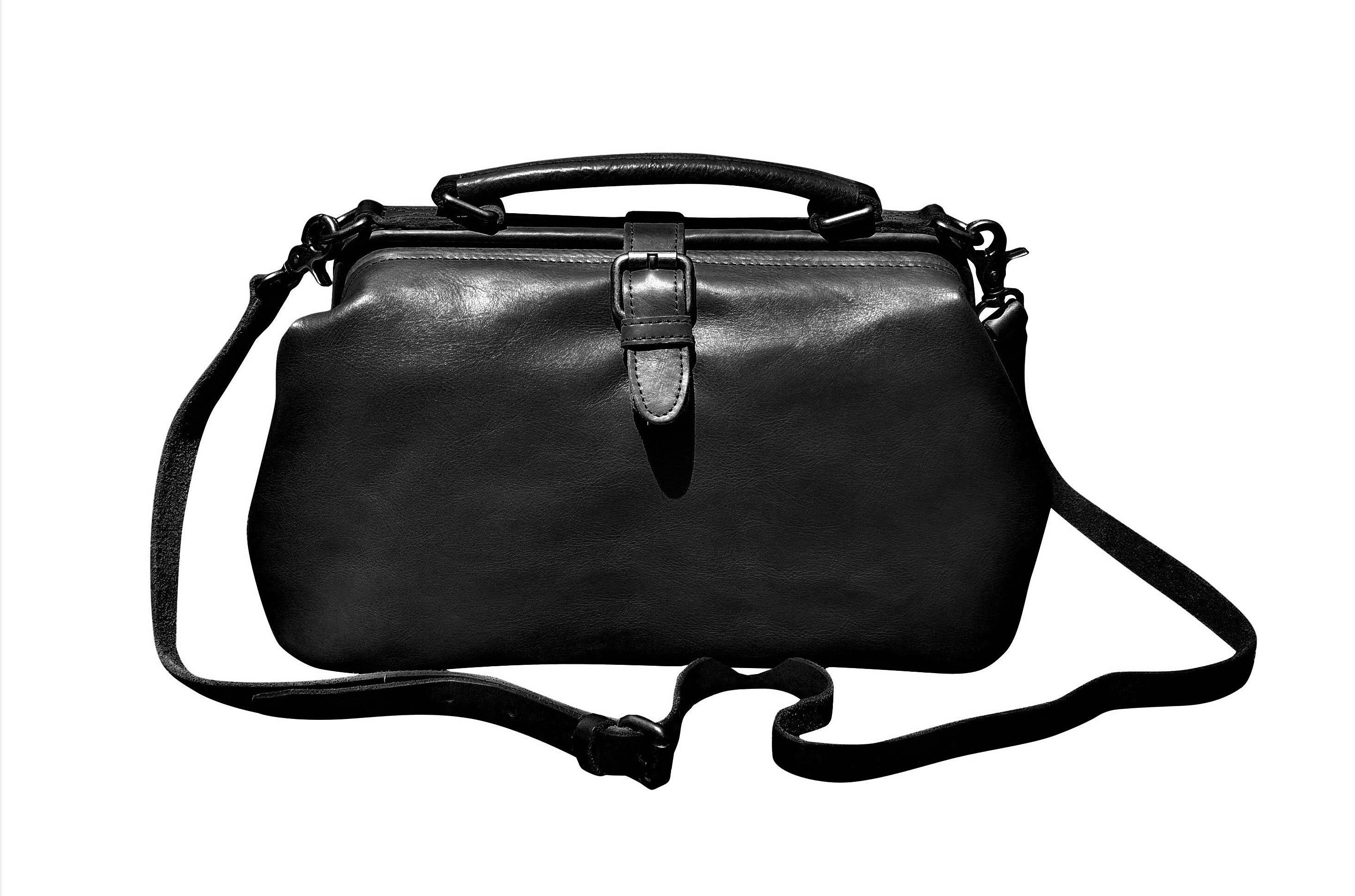 Black Leather Crossbody Leather Doctor Bag Leather Crossbody Etsy