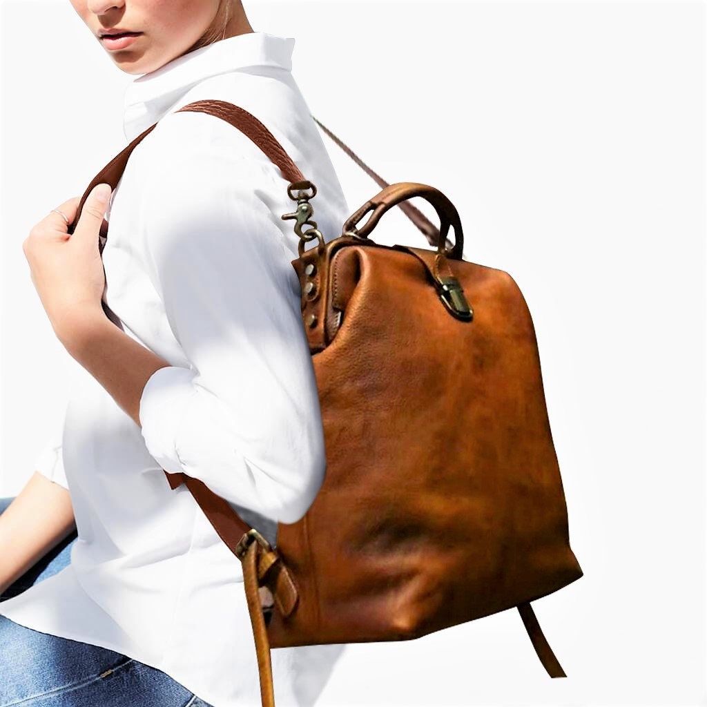 Chloe Leather Convertible Backpack and Crossbody Bag