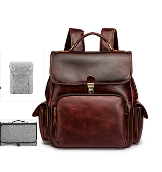 diaper leather backpack