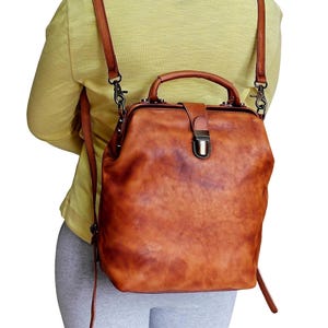Convertible Leather Backpack Purse: 3-Way Crossbody Doctor Bag
