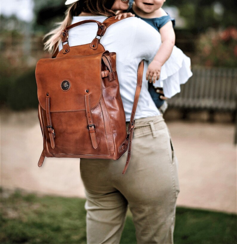 baby bag leather backpack