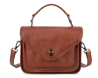 Petit sac à bandoulière en cuir, sac à main bandoulière en cuir, sac en cuir marron, sac en cuir femme, petite sacoche en cuir