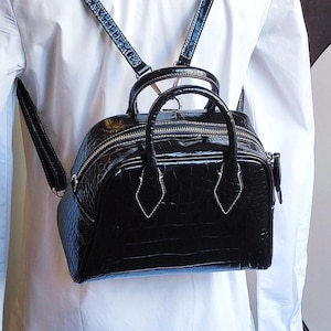 Convertible Leather Backpack Purse: 3-Way Crossbody Doctor Bag