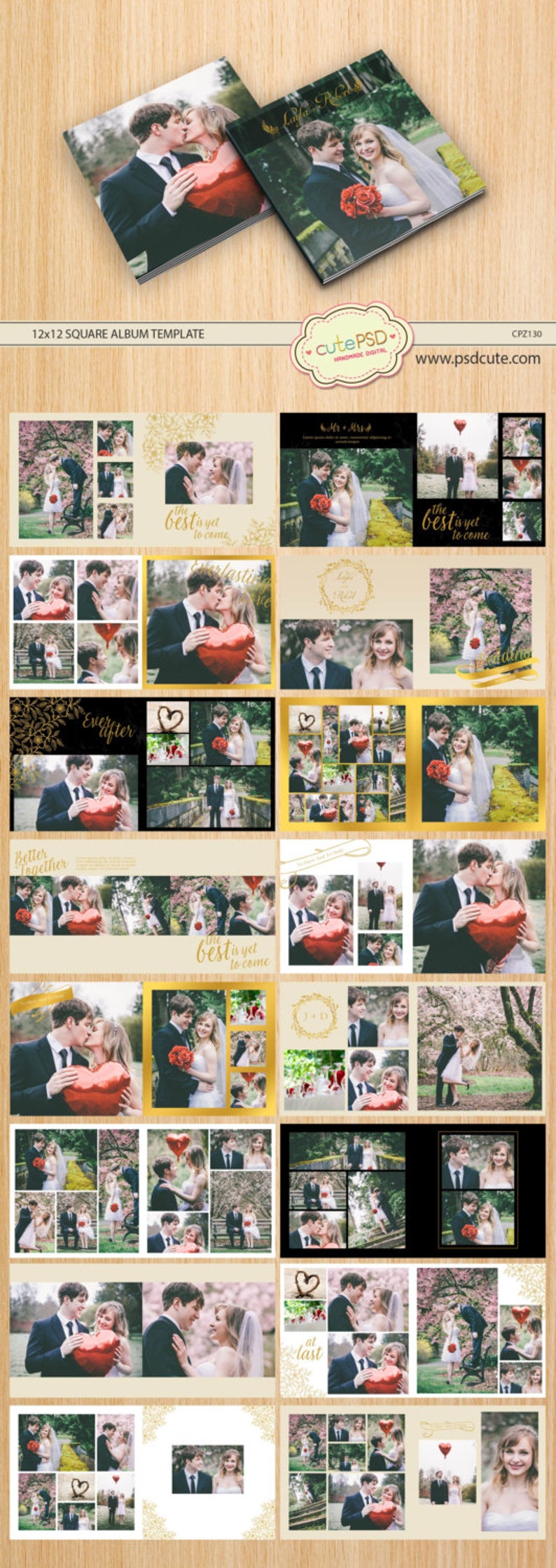 CANVA Wedding Album Template 12 x 12 Oro elegante CPZ130 Etsy México