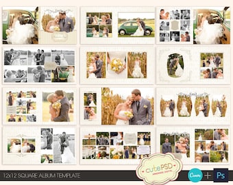 CANVA 12x12 Square wedding album template - CPZ022