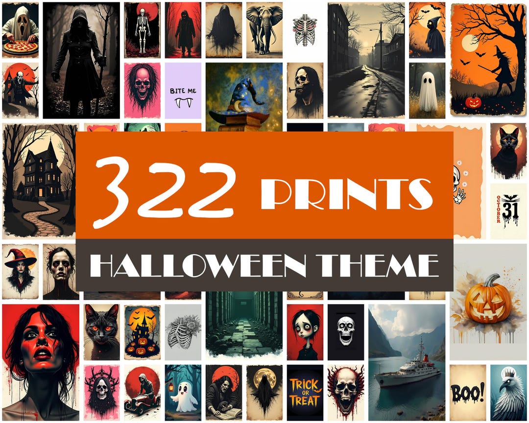 Halloween Art Print Bundle | Spooky Gallery Wall Decor (digital ...