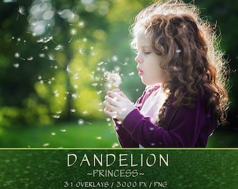 Dandelion Photo Overlay Princess - Photoshop Templates Photography Textures, Digital Download, png file -CPZ121-