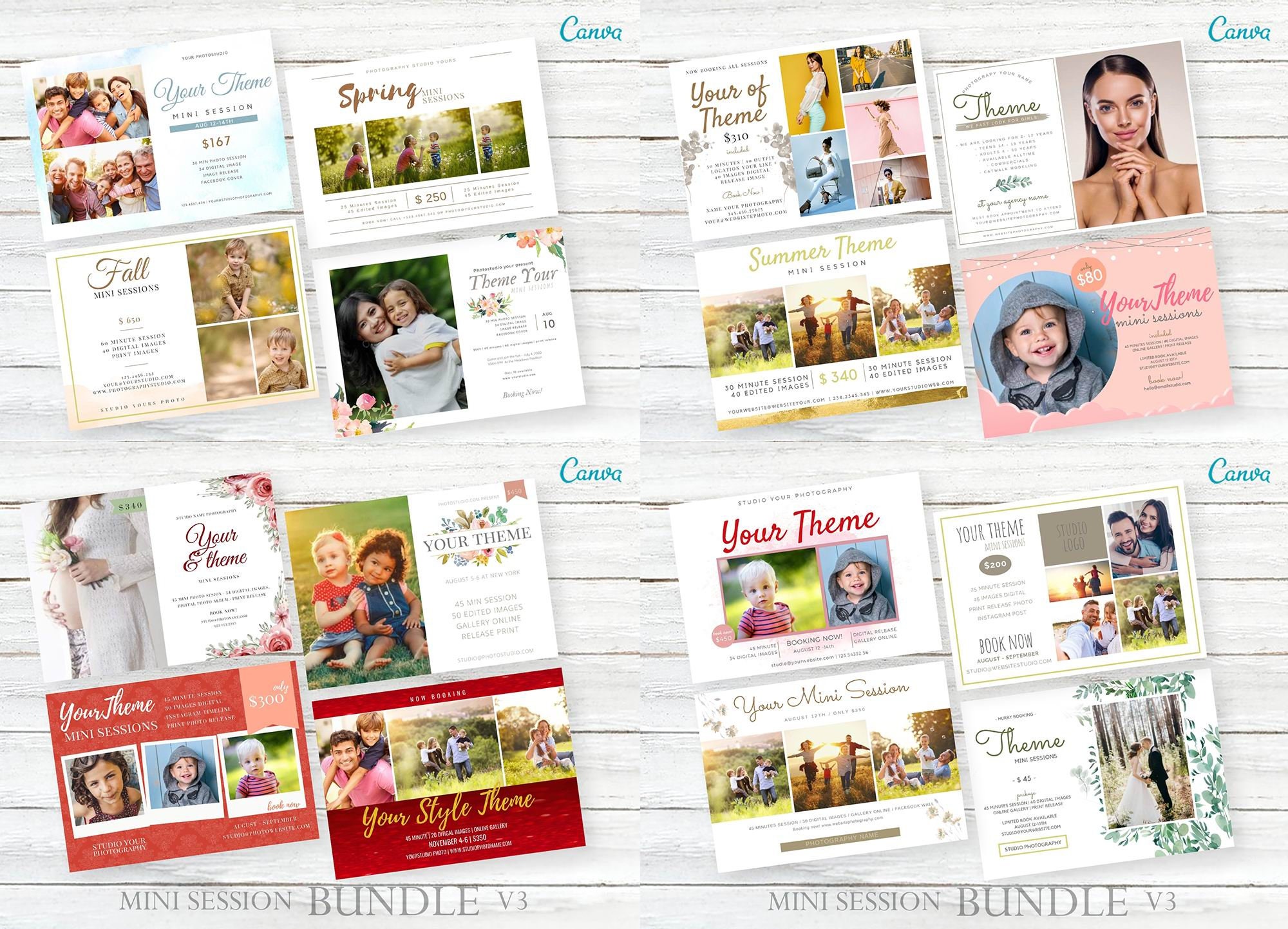 Mini Session Templates Bundle , Photography Marketing Bundle, Editable