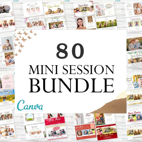 Mini session templates bundle , Photography marketing bundle, editable templates, canva, your theme session