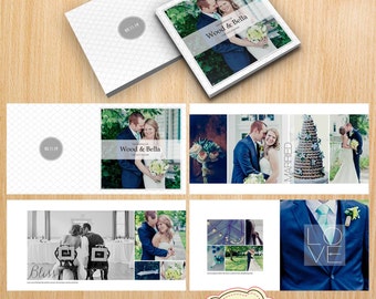CANVA Square wedding album template 12x12  10x10 8x8-24 pages - White Modern Simply - CPZ127