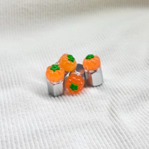 Pumpkin Tire Valve Stem Caps  |  Halloween, Holiday, Fall Accessory For Car & Bike