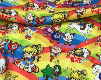 Rainbow girl retro cotton fabric ready to ship