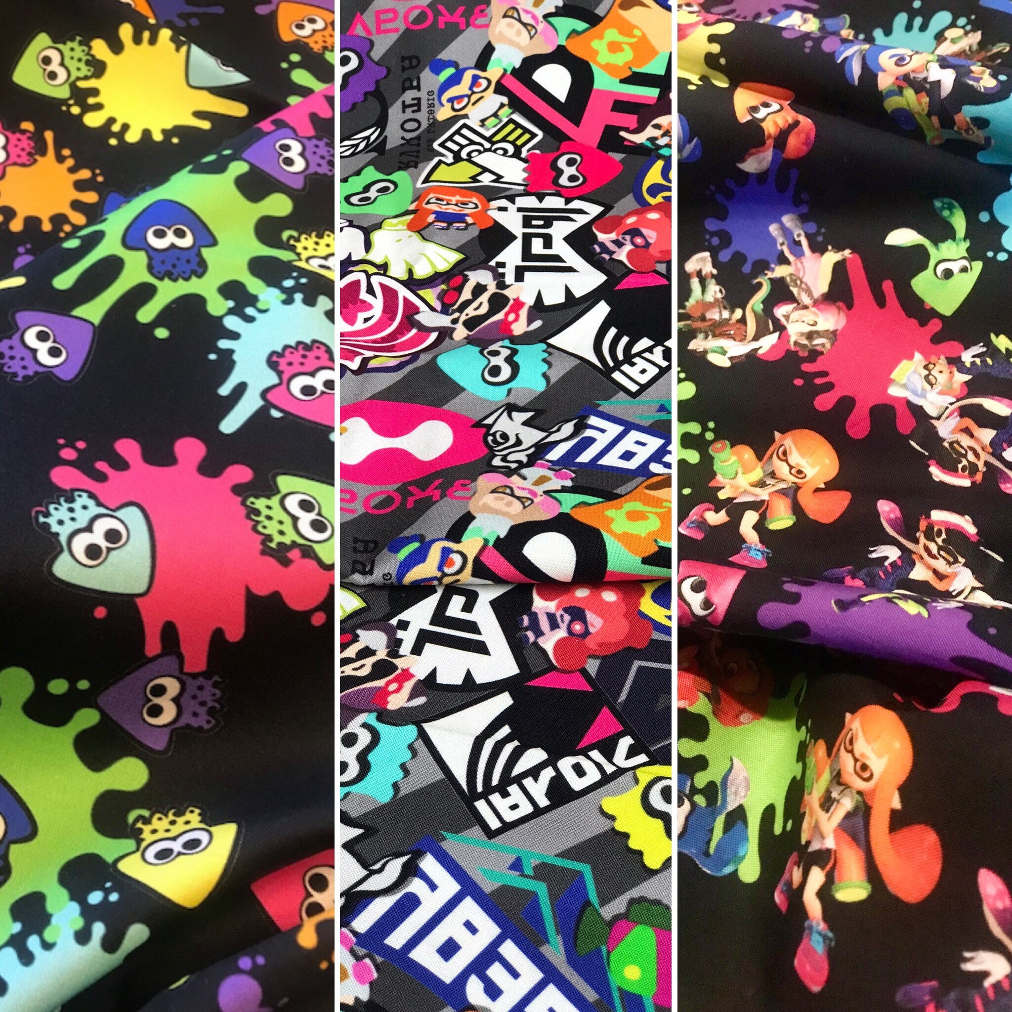 Quarter yard 9x44 cotton gamer Ink splat fabric ready to ship