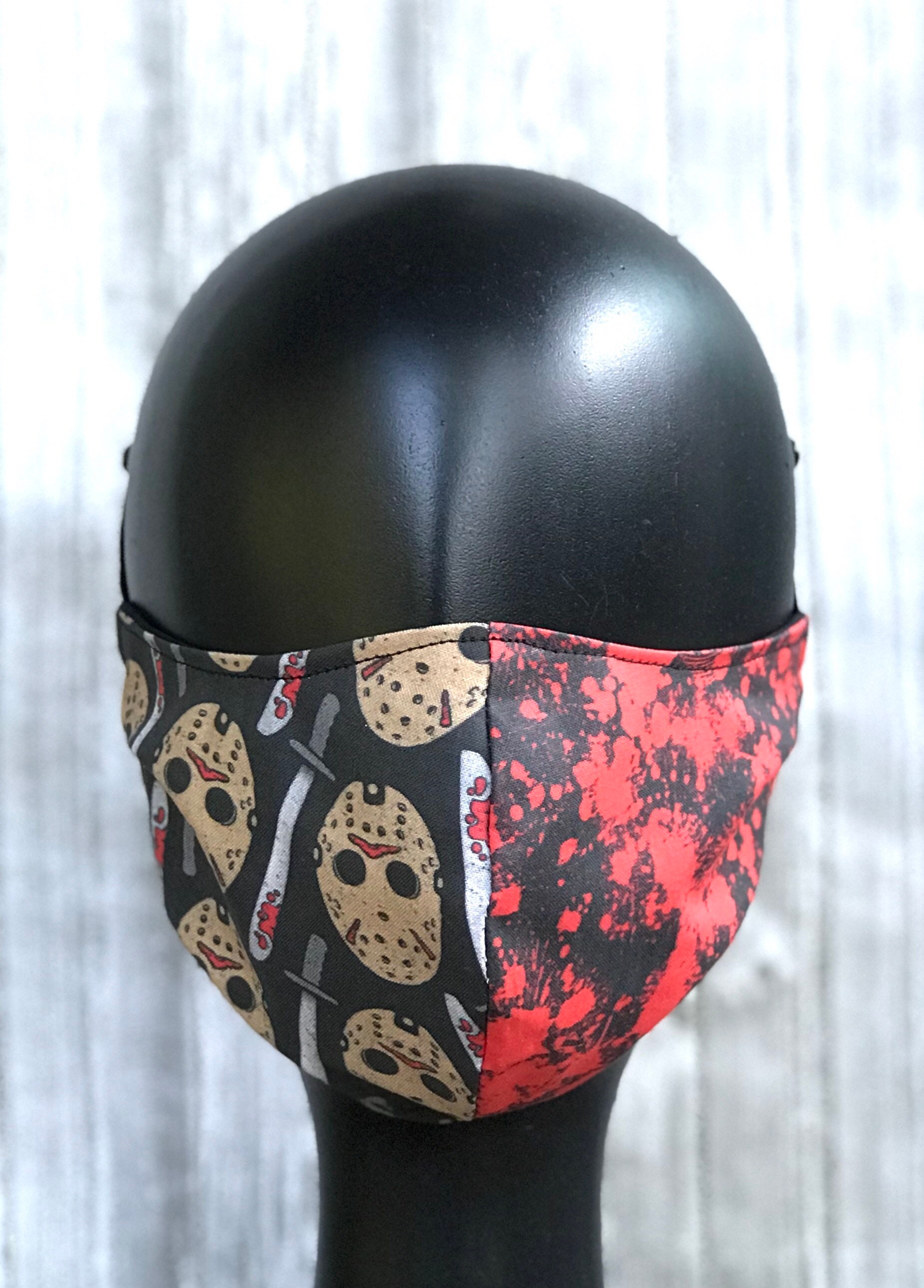Jason face mask horror face shield mouth cover  blood splatter Hallow…