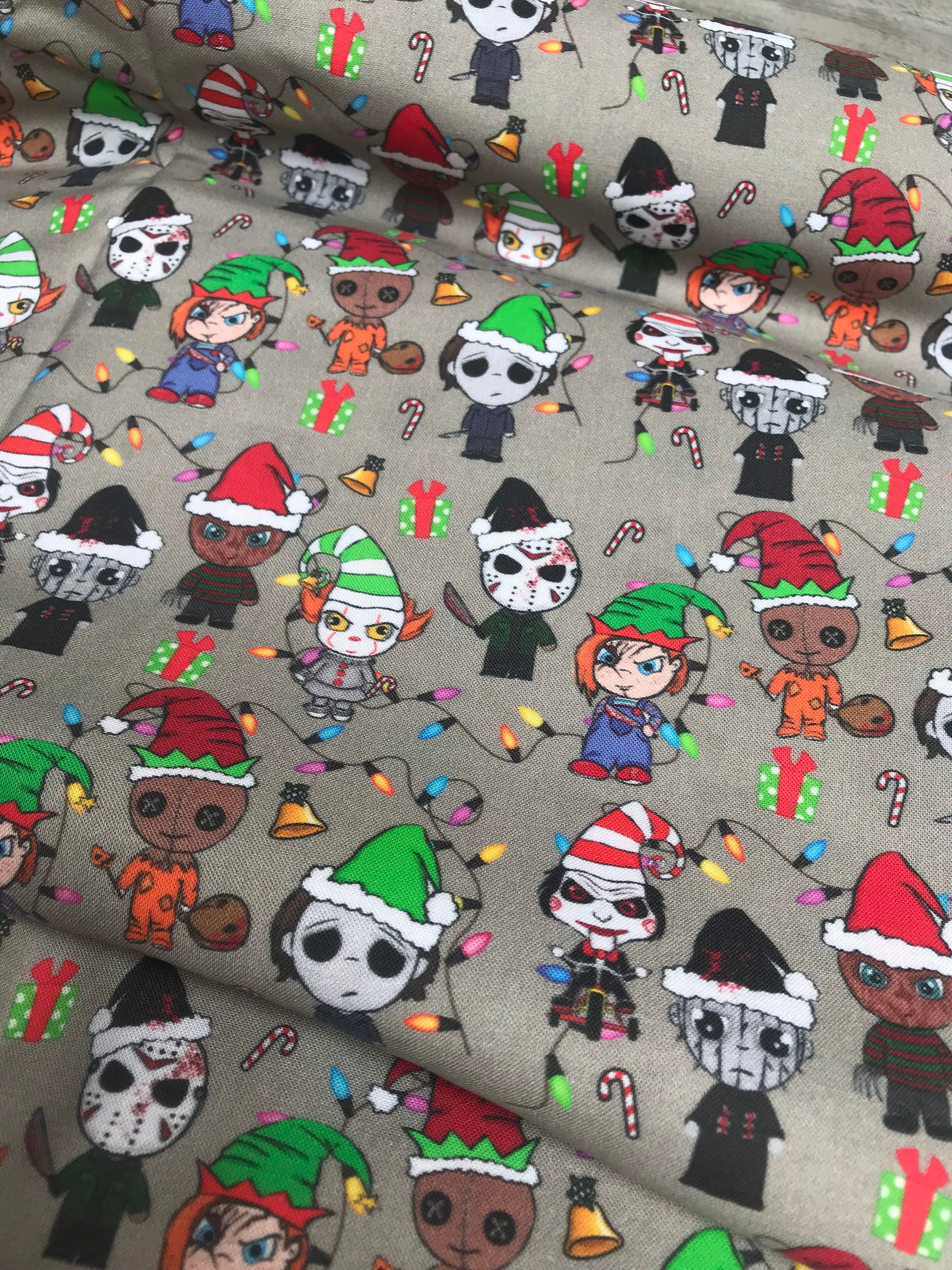 Quarter yard 9”x42” Christmas horror exclusive cotton fabric ready to…