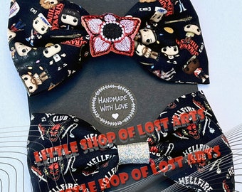Set of 2 Stranger friends fabric hair bow ready to ship