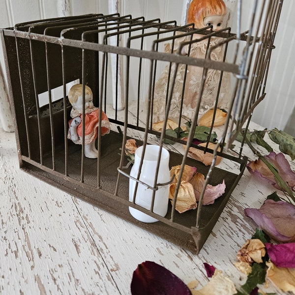 Antique metal canary bird cage