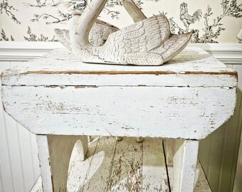 Antique Salvaged Chippy White Bench