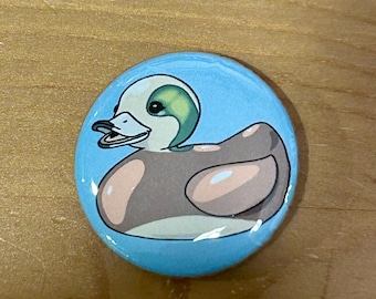 American Widgeon Rubber Duck Button 1.25”