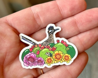 Mini Roadrunner, Cactus, and Collared Lizard Sticker - Desert Love Sticker!
