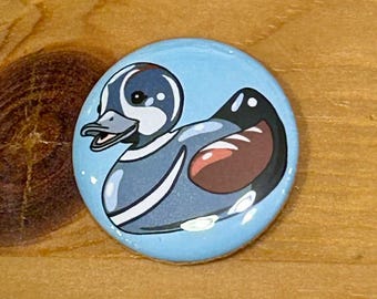 Harlequin Duck Rubber Duck Button 1.25” Handmade