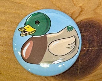 Rubber Duck Button - Mallard Duck 1.25”