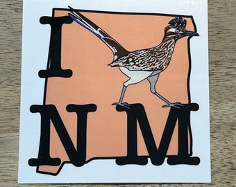 I Bird New Mexico Sticker with Greater Roadrunner